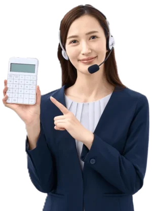 コールセンターの女性（電卓）