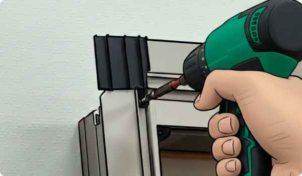 リクシル-カバー工法工程イメージ画像（コーナーブロックをねじ止め）